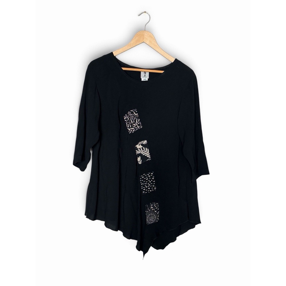Vintage Yasuko Japanese Avant Garde Black Art-to-Wear Asymmetrical Tunic Top M/L